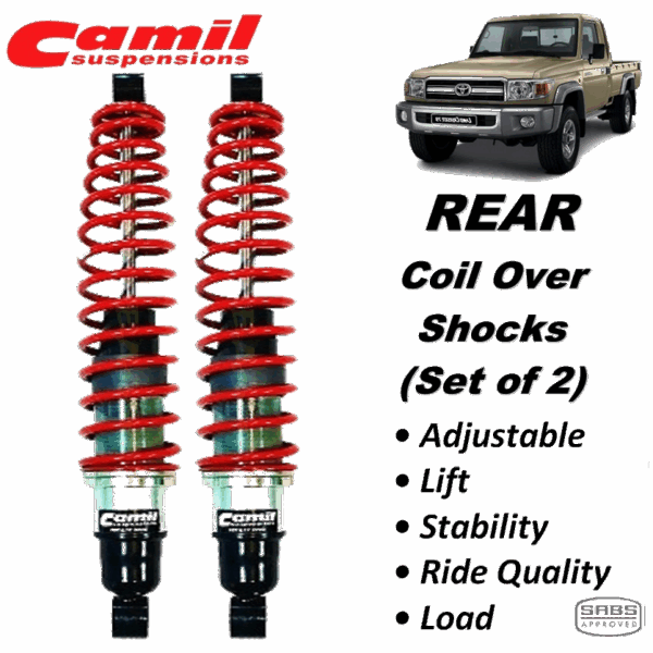 Camil Toyota Land Cruiser 79 - REAR Adjustable Coil Over Shocks (Set of 2 Shocks) (FREE Courier)