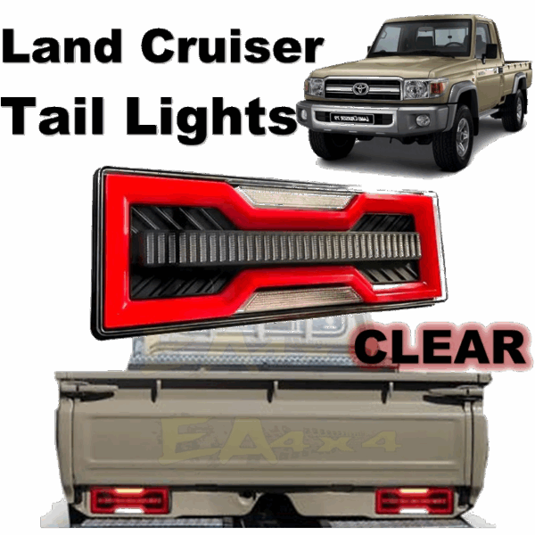 Toyota Land Cruiser 79 (Old) Tail Lights LED Clear (Set of 2) FREE Courier