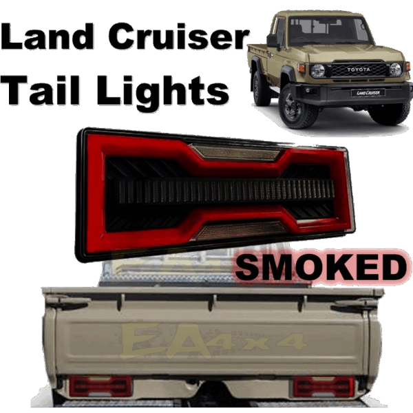 Toyota Land Cruiser 79 (New) Tail Lights LED Black Smoked (Set of 2) FREE Courier