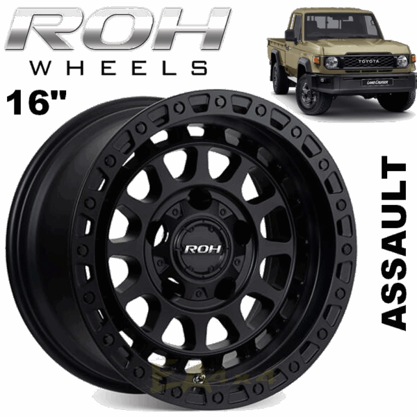 ROH Wheels ASSAULT Matt Black 16"x 9j -12 Offset PCD 5x150 (FREE Courier)