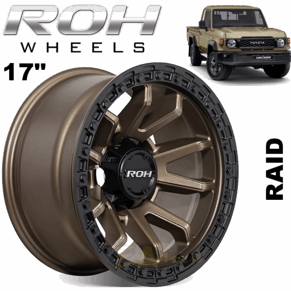 ROH Wheels RAID Matt Bronze 17"x 9j -12 Offset PCD 5x150 (FREE Courier)
