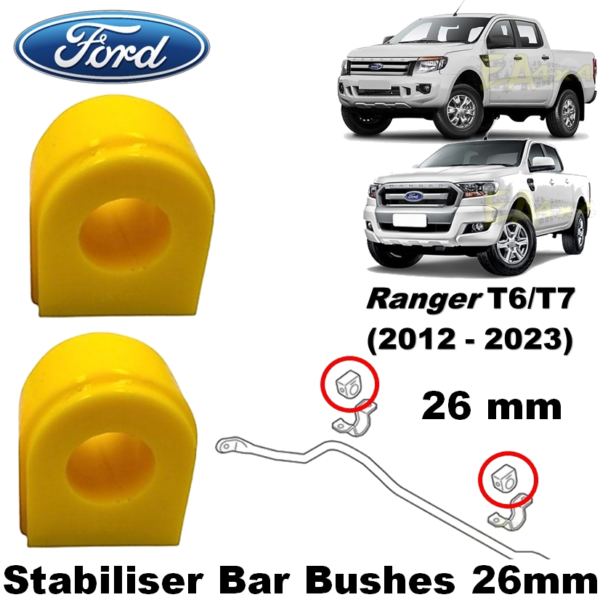 Ford Ranger T6 & T7 (2012-2023) Stabiliser Bar Bushes -26mm (Set of 2)