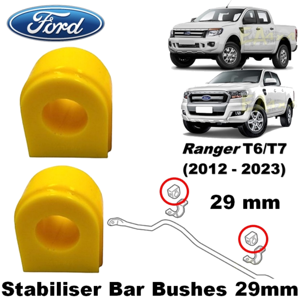 Ford Ranger T6 & T7 (2012-2023) Stabiliser Bar Bushes -29mm (Set of 2)