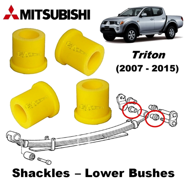 Mitsubishi Triton 2007-2015 Suspension Bush Rear Spring Shackle Lower Bushes (Set of 4)