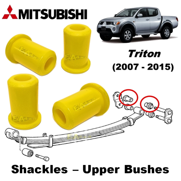 Mitsubishi Triton 2007-2015 Suspension Bush Rear Spring Shackle Upper Bushes (Set of 4)