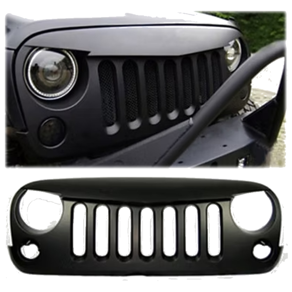 JEEP JK/JKU Wrangler Grill - Angry Bird Grill without mesh-Matte Black