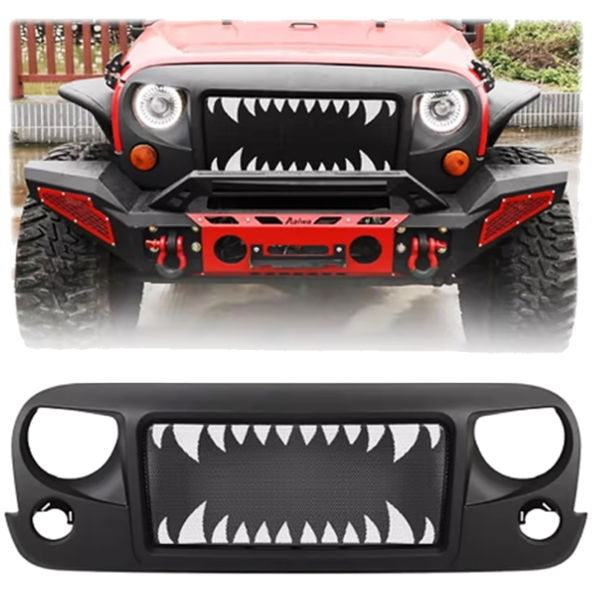 JEEP JK/JKU Wrangler Grill - Shark Bite Grill Matt Black
