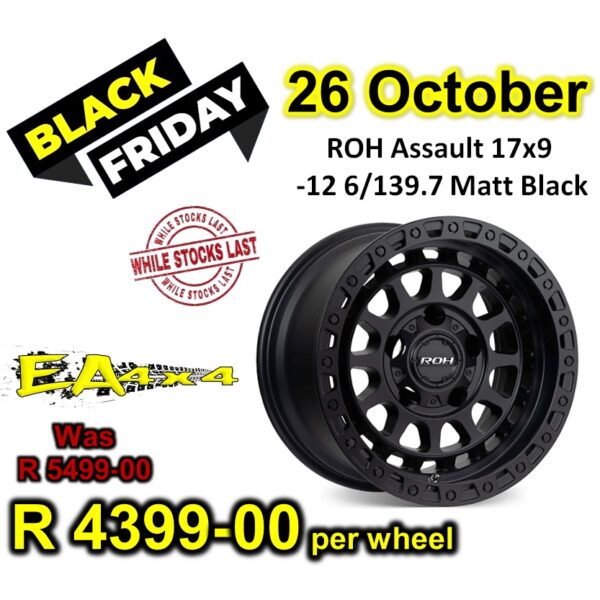 ROH Assault 17x9 -12 6/139.7 Matt Black