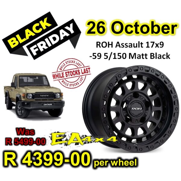 ROH Assault 17x9 -59 5/150 Matt Black