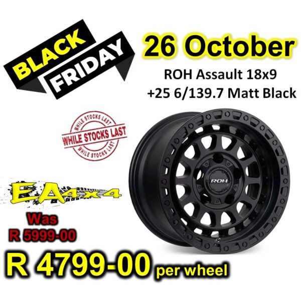 ROH Assault 18x9 +25 6/139.7 Matt Black
