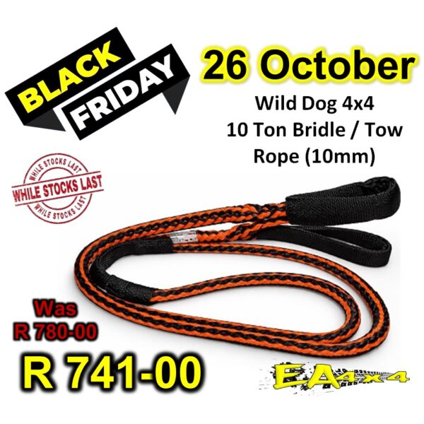 Wild Dog 4x4 10Ton Bridle  Tow Rope (10mm)