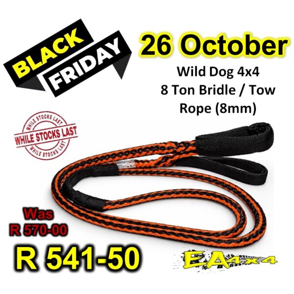 Wild Dog 4x4 8Ton Bridle Tow Rope (8mm)