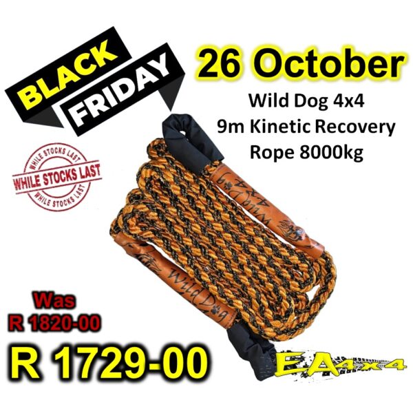 Wild Dog 4x4 9m Kinetic Recovery Rope 8000kg