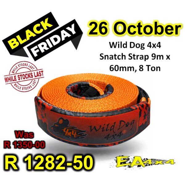 Wild Dog 4x4 Snatch Strap 9m x 60mm, 8Ton